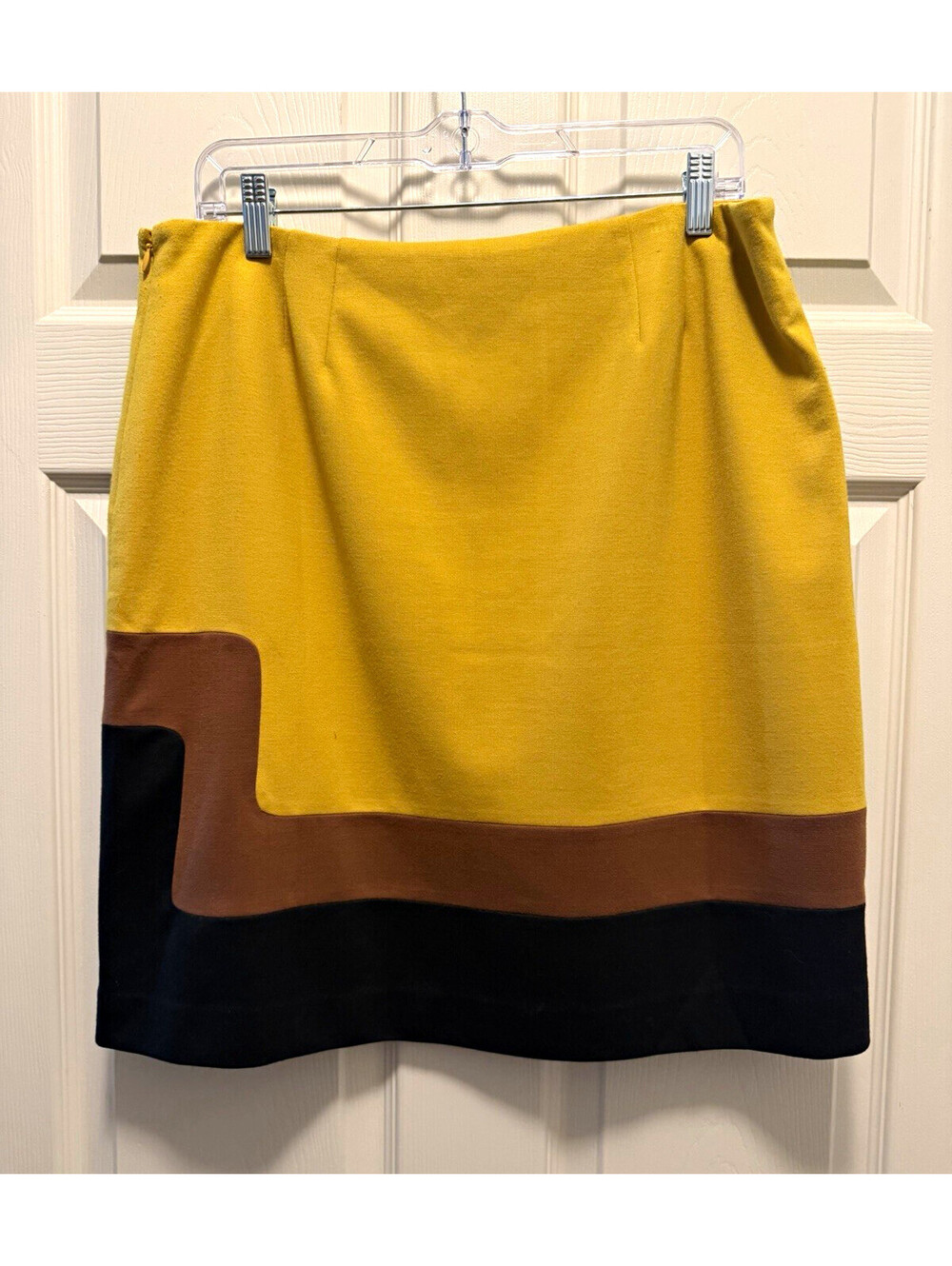 LOFT Colorblock Pencil Skirt Size 12 Yellow Brown Black Lined Knee Length